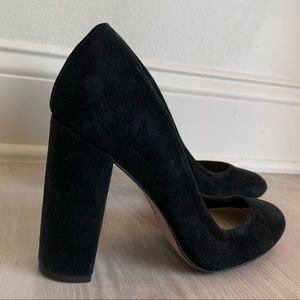 Black suede chunky block heel